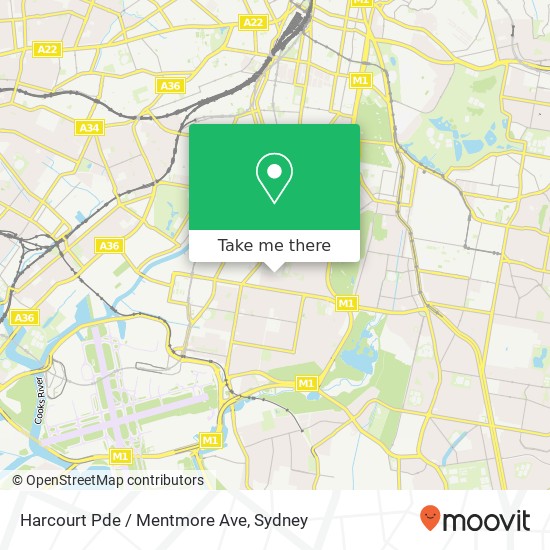 Mapa Harcourt Pde / Mentmore Ave