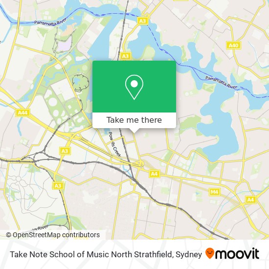 Mapa Take Note School of Music North Strathfield