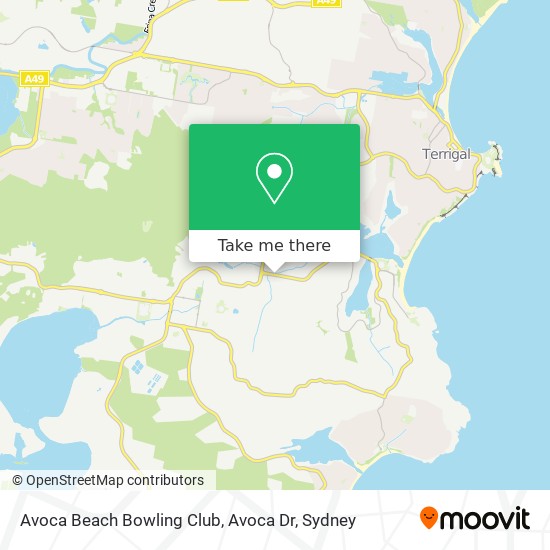 Mapa Avoca Beach Bowling Club, Avoca Dr