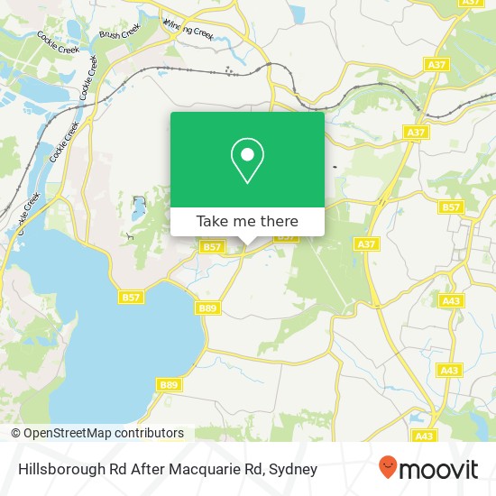 Mapa Hillsborough Rd After Macquarie Rd