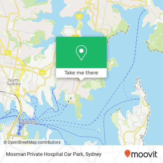 Mapa Mosman Private Hospital Car Park