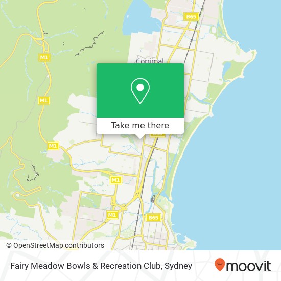 Mapa Fairy Meadow Bowls & Recreation Club