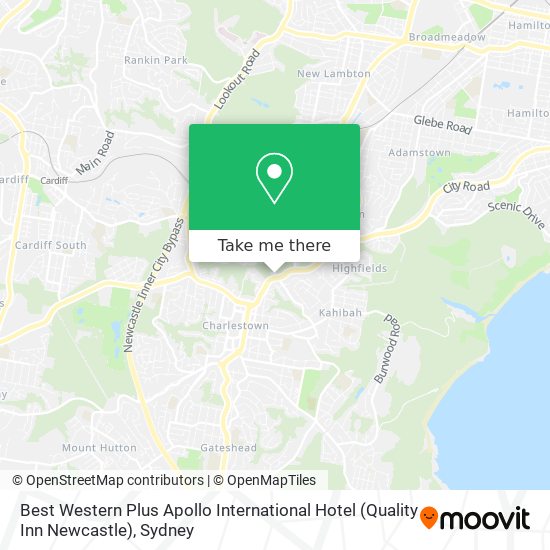 Best Western Plus Apollo International Hotel (Quality Inn Newcastle) map