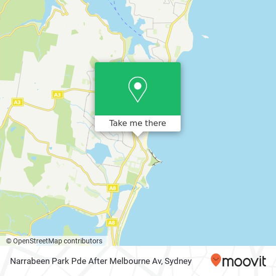 Narrabeen Park Pde After Melbourne Av map