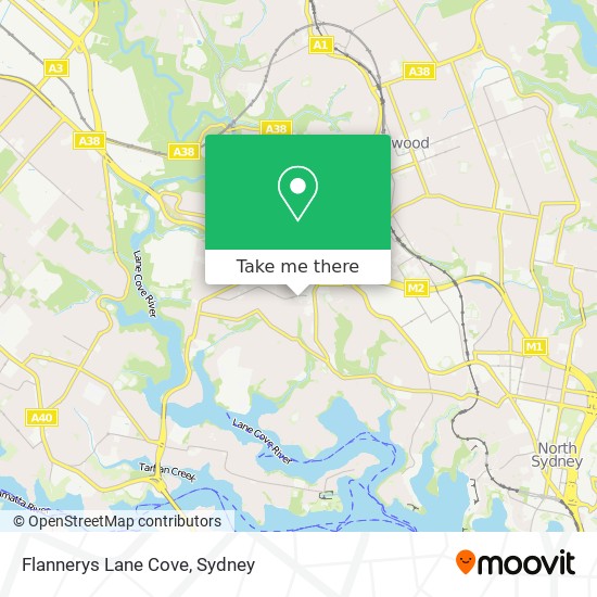 Flannerys Lane Cove map