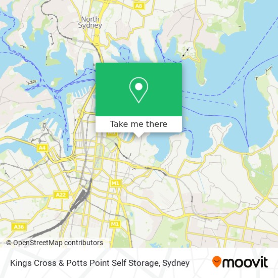 Mapa Kings Cross & Potts Point Self Storage