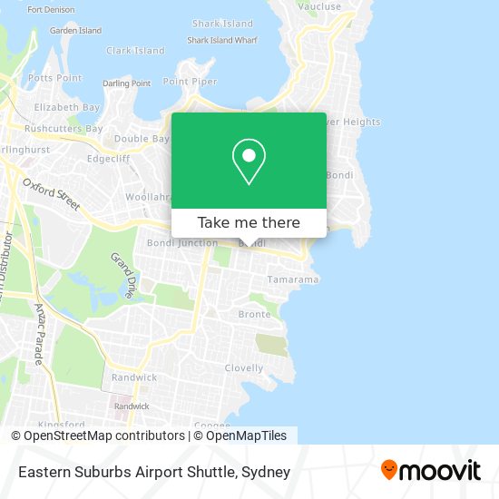 Eastern Suburbs Airport Shuttle map