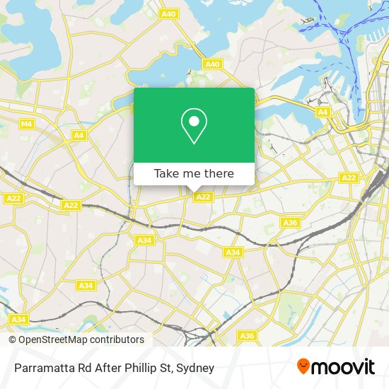 Mapa Parramatta Rd After Phillip St