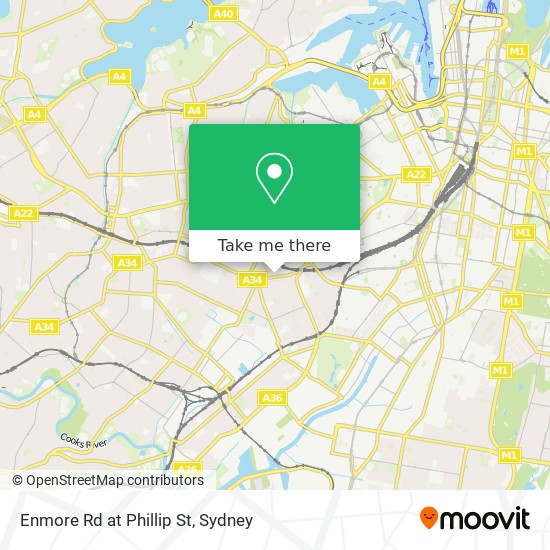 Enmore Rd at Phillip St map