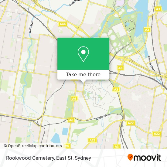 Mapa Rookwood Cemetery, East St