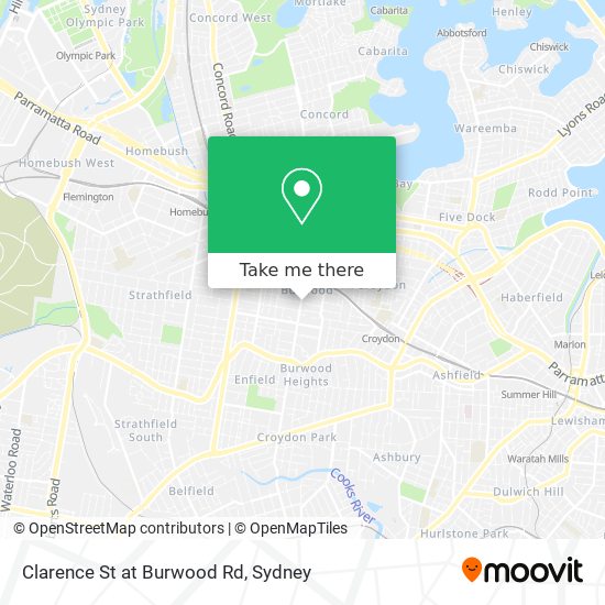 Clarence St at Burwood Rd map