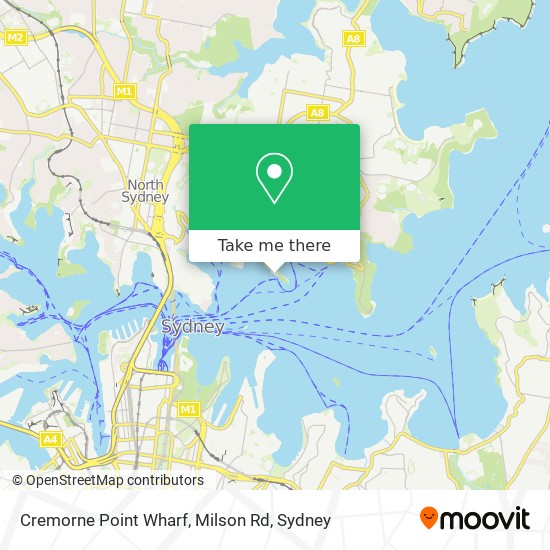 Mapa Cremorne Point Wharf, Milson Rd