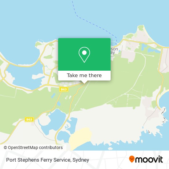 Port Stephens Ferry Service map