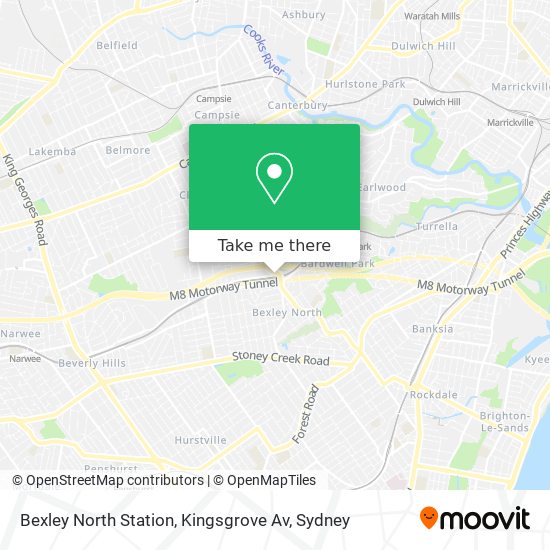 Mapa Bexley North Station, Kingsgrove Av