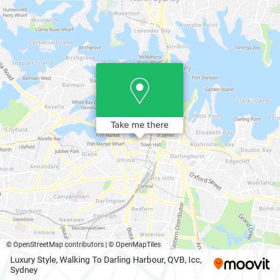 Mapa Luxury Style, Walking To Darling Harbour, QVB, Icc