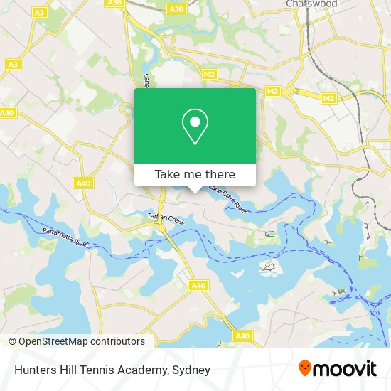 Mapa Hunters Hill Tennis Academy