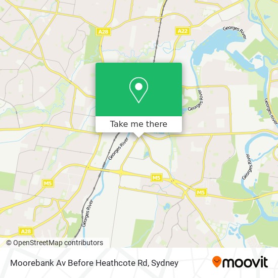 Mapa Moorebank Av Before Heathcote Rd