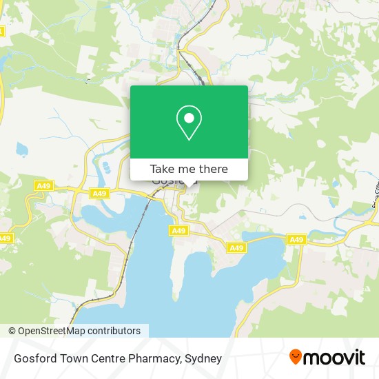 Mapa Gosford Town Centre Pharmacy