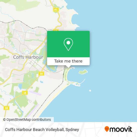 Mapa Coffs Harbour Beach Volleyball