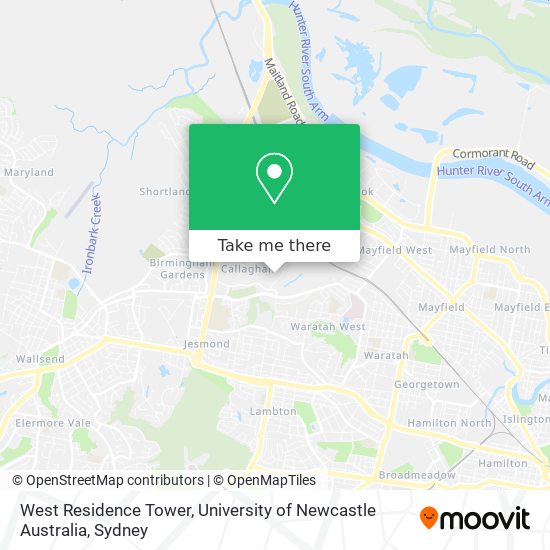 West Residence Tower, University of Newcastle Australia map