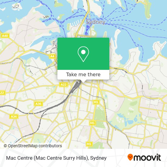 Mapa Mac Centre (Mac Centre Surry Hills)