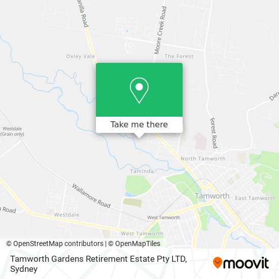 Mapa Tamworth Gardens Retirement Estate Pty LTD