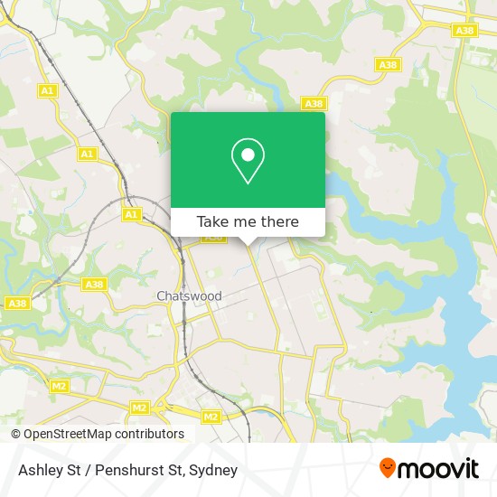 Mapa Ashley St / Penshurst St