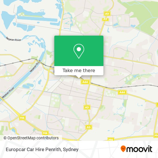 Mapa Europcar Car Hire Penrith