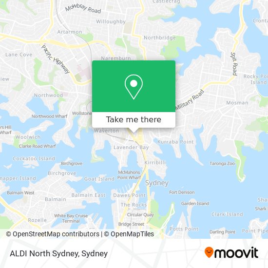 Mapa ALDI North Sydney