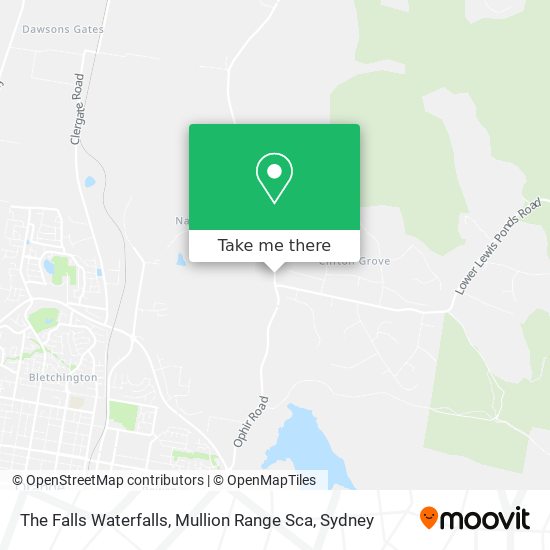The Falls Waterfalls, Mullion Range Sca map