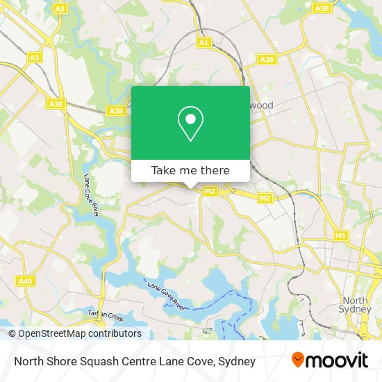 North Shore Squash Centre Lane Cove map