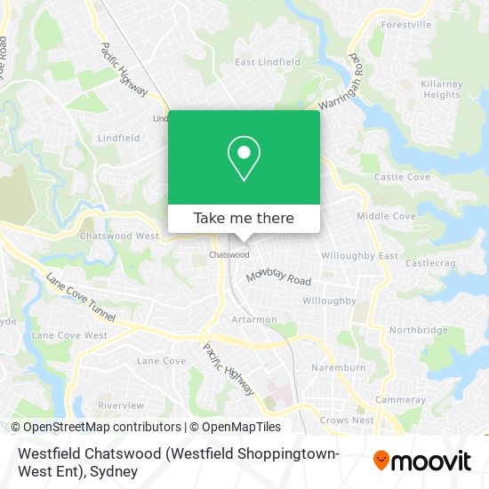 Mapa Westfield Chatswood (Westfield Shoppingtown-West Ent)