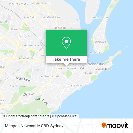 Mapa Macpac Newcastle CBD