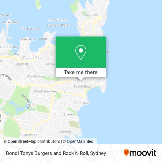 Bondi Tonys Burgers and Rock N Roll map