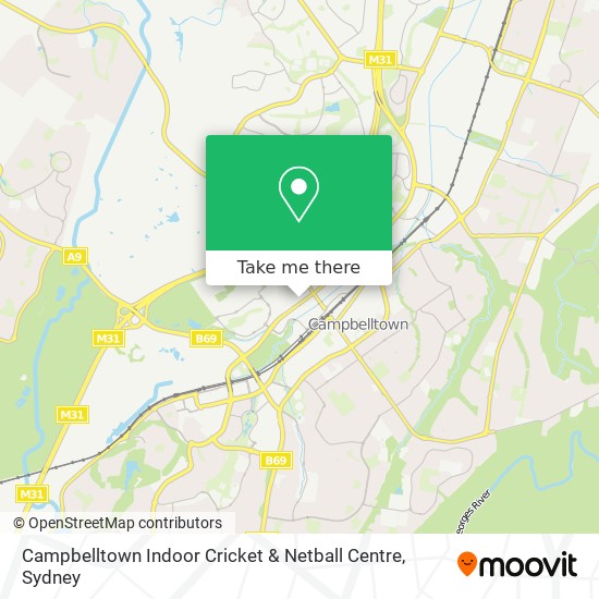 Mapa Campbelltown Indoor Cricket & Netball Centre