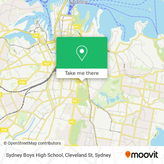 Mapa Sydney Boys High School, Cleveland St