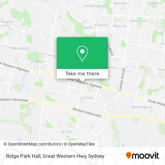 Ridge Park Hall, Great Western Hwy map