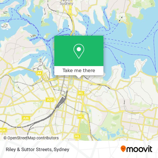 Mapa Riley & Suttor Streets