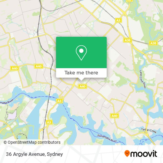 Mapa 36 Argyle Avenue