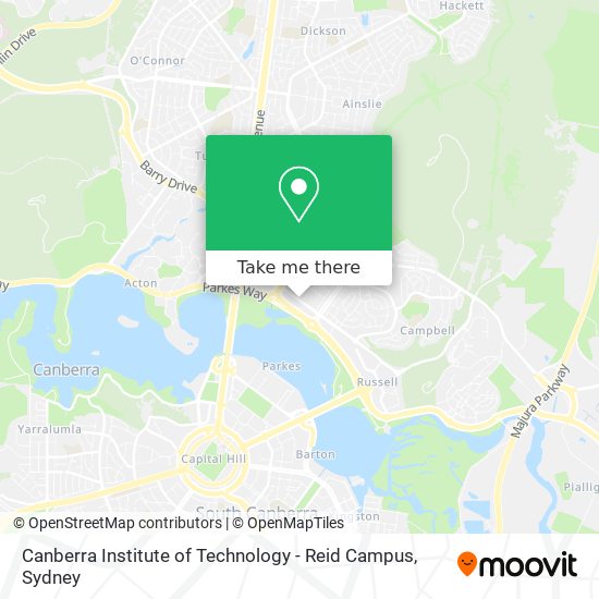 Mapa Canberra Institute of Technology - Reid Campus