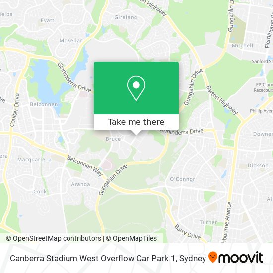 Canberra Stadium West Overflow Car Park 1 map