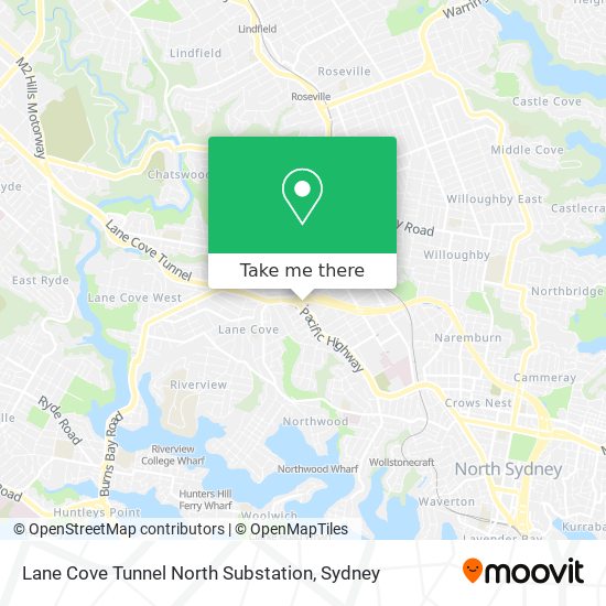 Lane Cove Tunnel North Substation map