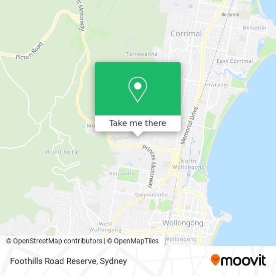 Foothills Road Reserve map