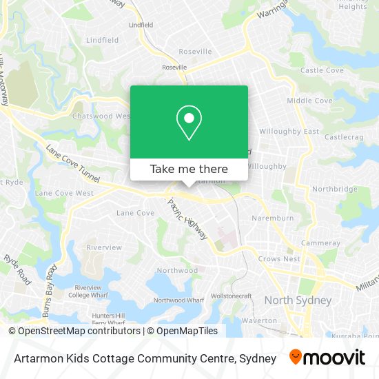 Mapa Artarmon Kids Cottage Community Centre