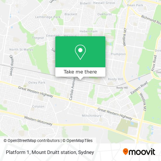 Platform 1, Mount Druitt station map