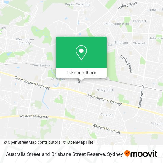 Mapa Australia Street and Brisbane Street Reserve