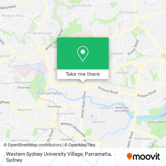 Mapa Western Sydney University Village, Parramatta