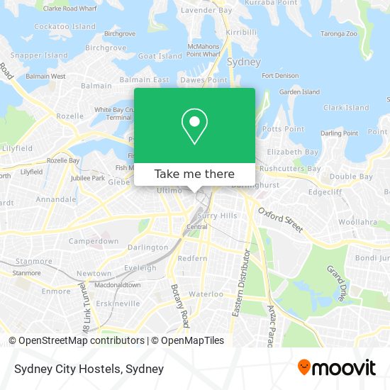 Mapa Sydney City Hostels