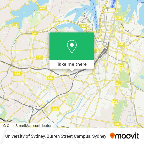 Mapa University of Sydney, Burren Street Campus