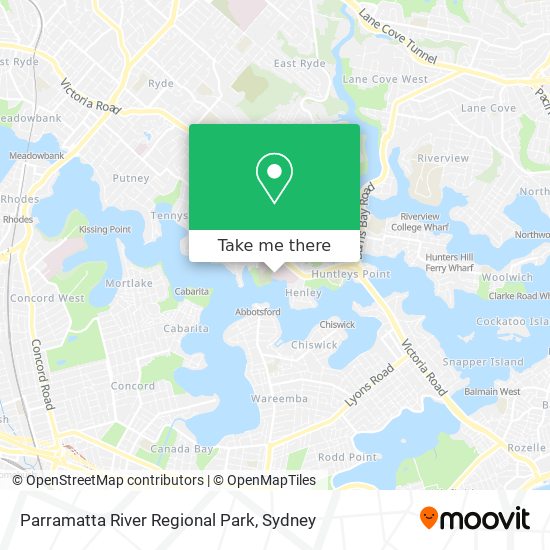 Parramatta River Regional Park map